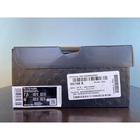 Nike PG 4 TB Promo Team Orange Men's Size 7.5/Women's Size 9 CW4134-802 - Picture 9 of 9